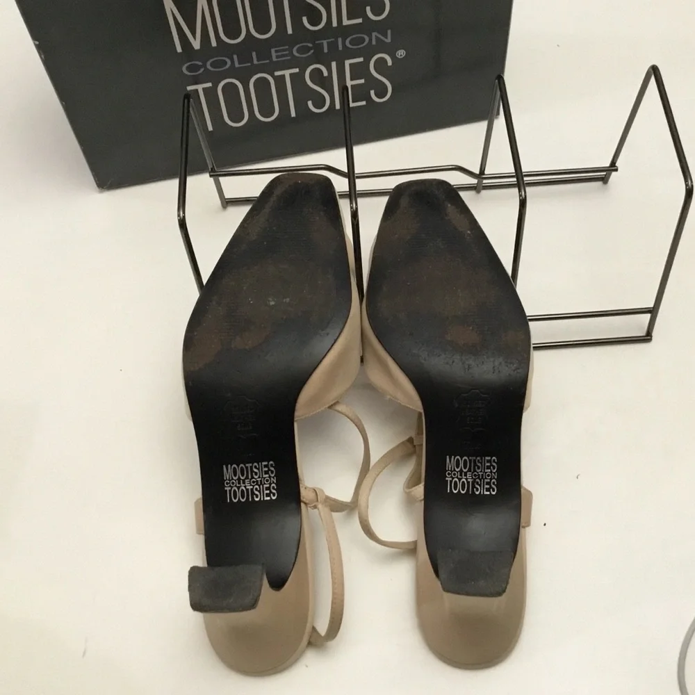 Mootsies Tootsies 11M Geisha Champagne Satin 3.25” Heels - CZ Buckles - Wedding - Picture 5 of 10